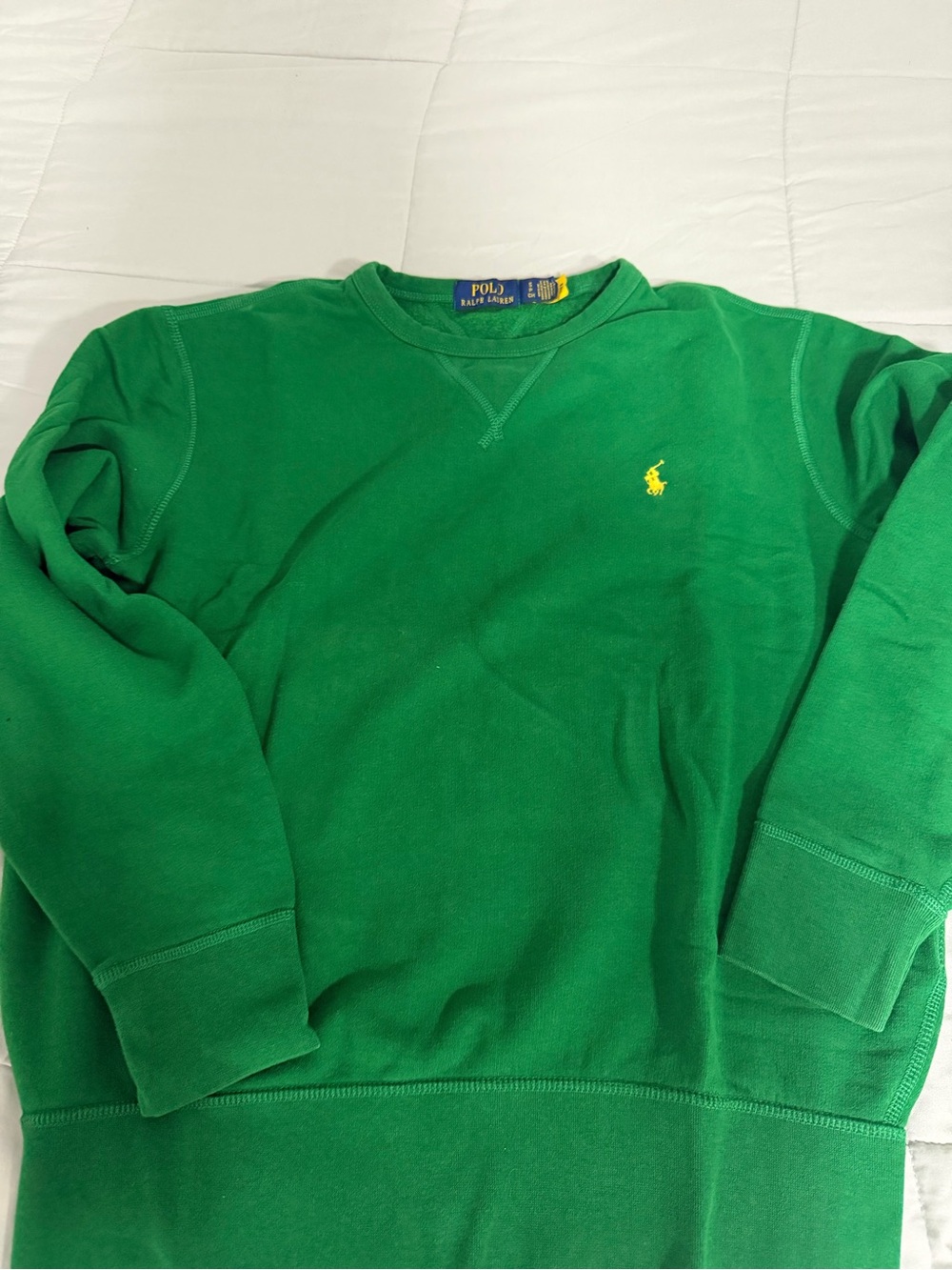 Polo Ralph Lauren Kelly Green Fleece Crewneck Sweatshirt Yellow Pony Logo
